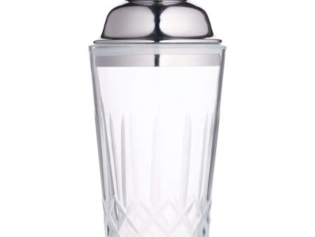 BarCraft Cut-Glass Cocktail Shaker with Stainless Steel Strainer, 350 ml Online Sale