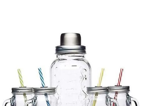 BarCraft Glass Cocktail Shaker & Mini Drinks Jar Set Online now