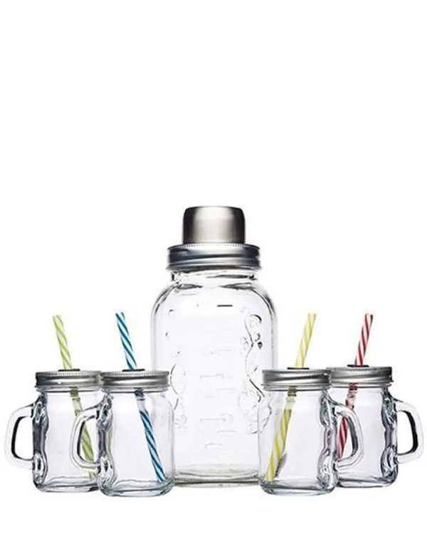 BarCraft Glass Cocktail Shaker & Mini Drinks Jar Set Online now