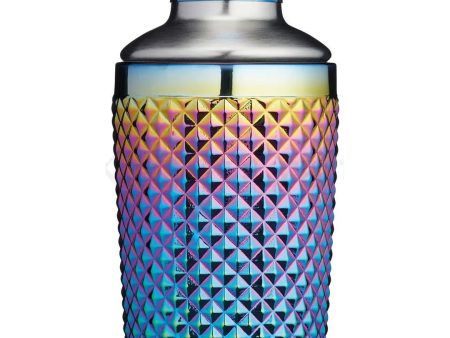 BarCraft Rainbow Iridescent Studded Glass Cocktail Shaker Online now