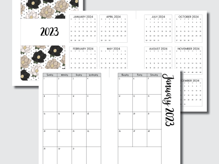 Pocket Rings Size | 2023 CLASSIC FONT Monthly Calendar (SUNDAY Start) PRINTABLE INSERT Online Sale