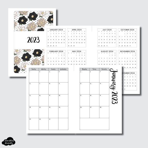 Pocket Rings Size | 2023 CLASSIC FONT Monthly Calendar (SUNDAY Start) PRINTABLE INSERT Online Sale