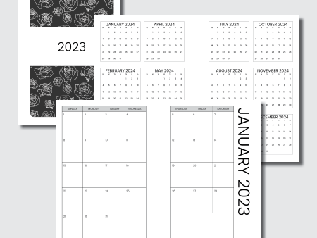 Personal TN Size | 2023 SIMPLE FONT Monthly Calendar (SUNDAY Start) PRINTABLE INSERT Online now