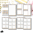 A5 Rings Size | Floral Rainbow Plaid 3 in 1: 2022 - 2024 Academic Yearly Overviews + Sticky Note Dashboard + Lined Printable Insert on Sale