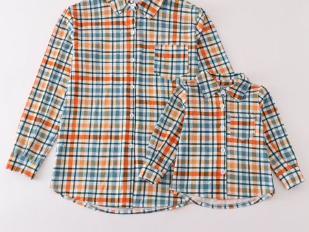 Green plaid dad&me button down shirt Cheap