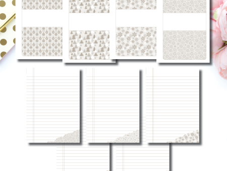 A5 Rings Size | Neutral Holiday Winter Notes Printable Insert Supply