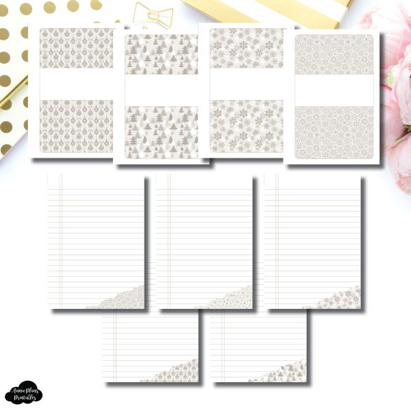 A5 Rings Size | Neutral Holiday Winter Notes Printable Insert Supply