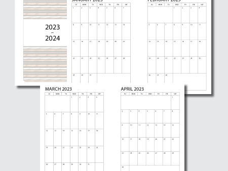 A5 Wide Rings Size | 2023 - 2024 SINGLE PAGE Monthly Printable Insert Supply