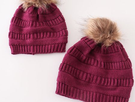 Violet pompom cable beanie Sale