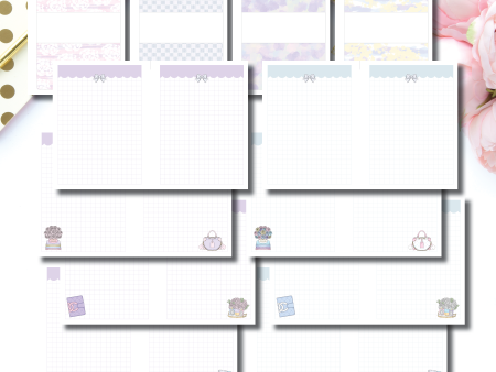 A5 Rings Size | Pastel and Colorful Grid Designer Notes Printable Insert Supply