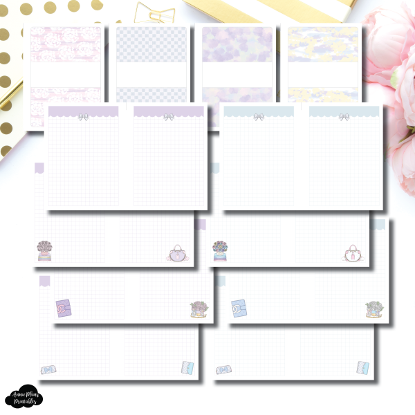 A5 Rings Size | Pastel and Colorful Grid Designer Notes Printable Insert Supply