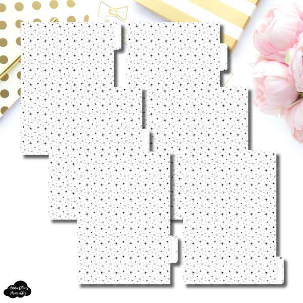 A5 Wide Ring Dividers | Starry 6 Side Tab Printable Dividers Fashion