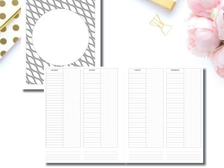 A5 Wide Rings Size |  Simple Undated Untimed Week on 4 Page Printable Insert For Sale