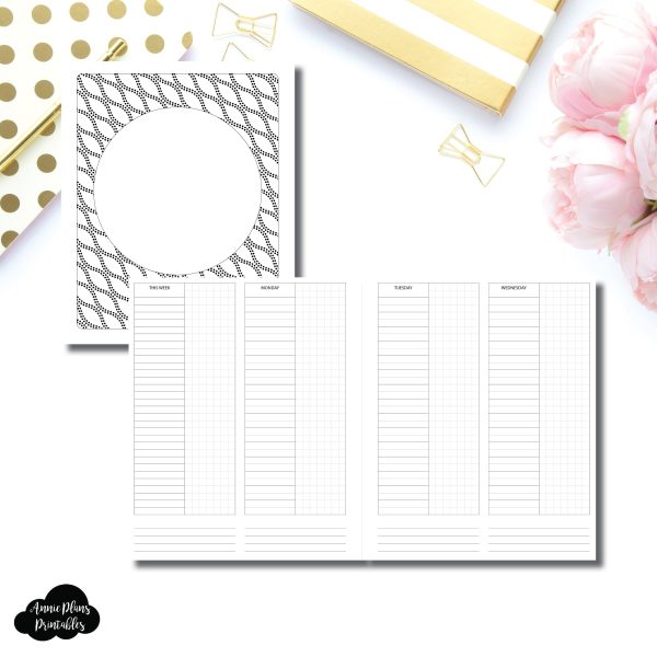 A5 Wide Rings Size |  Simple Undated Untimed Week on 4 Page Printable Insert For Sale