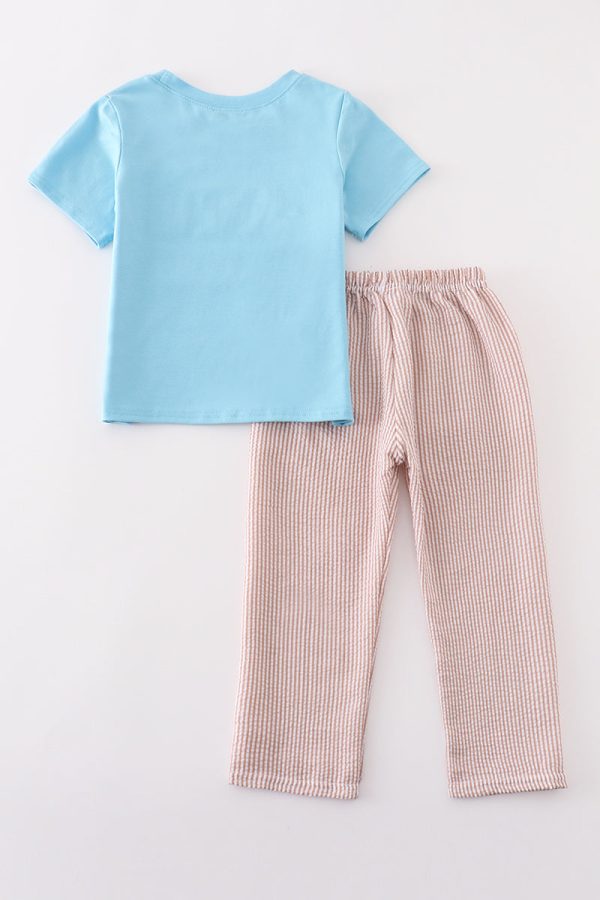 Blue duck embroidery boy set Online now