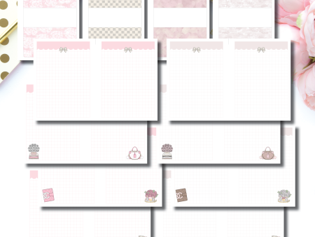 A5 Rings Size | Pink and Neutral Grid Designer Notes Printable Insert Online now