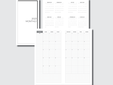 Weeks AE x APP Size | 2023 GRID Monthly Calendar (SUNDAY Start) PRINTABLE INSERT Supply