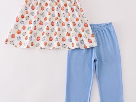 Blue pumpkin girl ruffle pants set Fashion