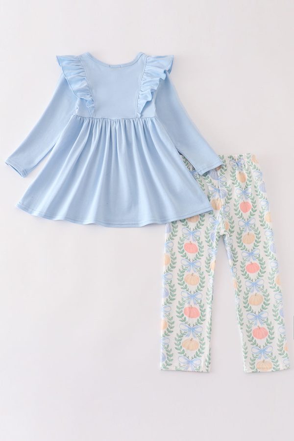 Blue pumpkin print girl set Supply