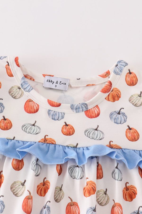 Blue pumpkin ruffle dress For Sale