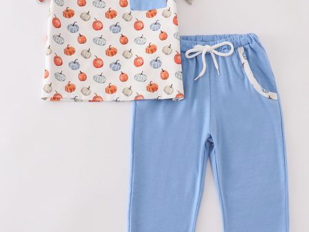 Blue pumpkin boy pants set Supply