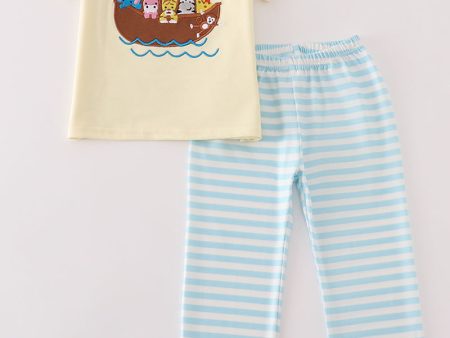 Yellow noah s ark applique boy set Discount