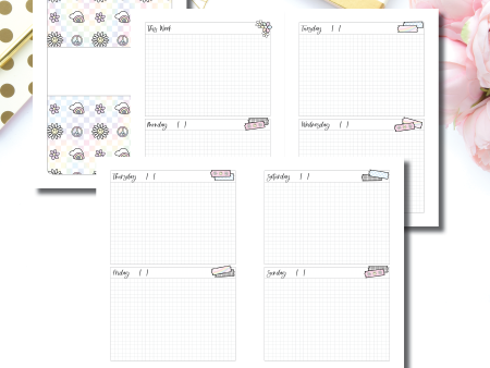 A5 Rings Size | SparklyPaperCo Collaboration GRID Week on 4 Page Layout Printable Insert Supply