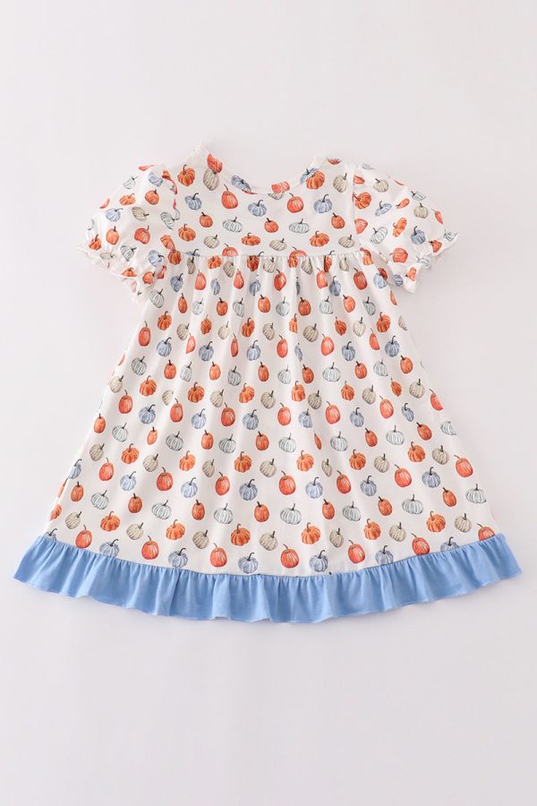 Blue pumpkin ruffle dress For Sale