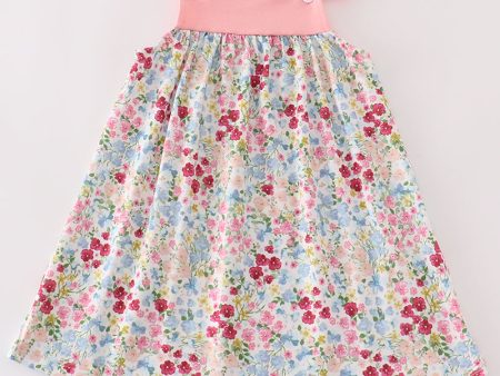 Pink floral print ruffle dress For Cheap