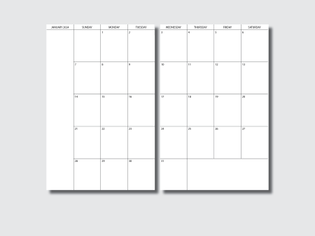 A5 Notebook Size | 2024 Minimalist Monthly Printable Insert Discount