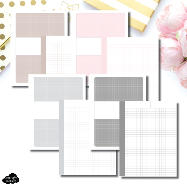 A5 Rings Size | Neutral Grid Printable Insert Supply