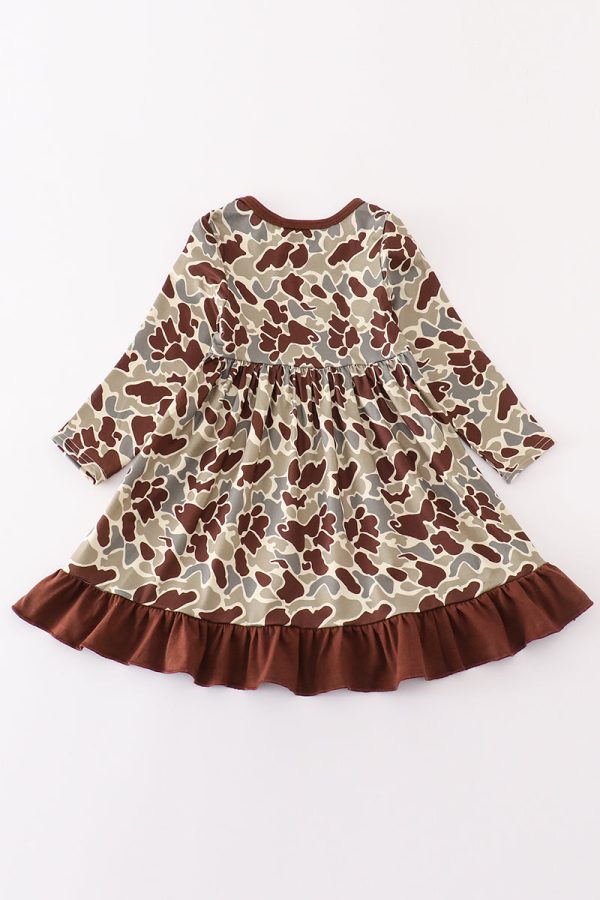 Camouflage print ruffle dress Discount