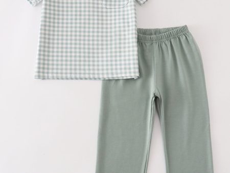 Green gingham boy set Sale