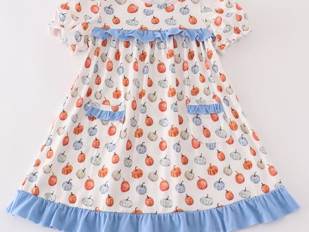 Blue pumpkin ruffle dress For Sale