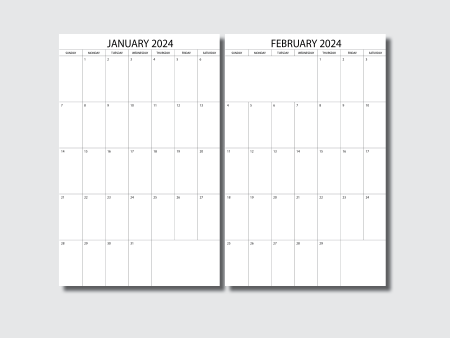 A5 Notebook Size | 2024 Single Page Monthly Printable Insert Online Sale