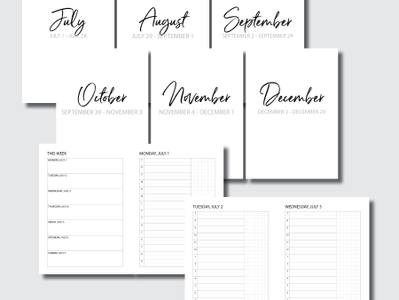 A5 Rings Size | JUL - DEC 2024 Bundle: Weekly Daily TIMED Printable Insert For Sale