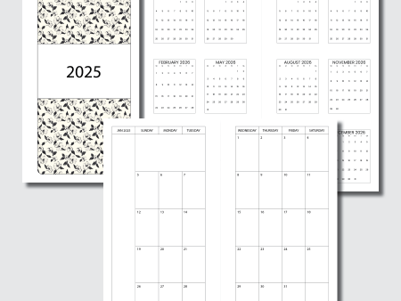 A5 Rings Size | 2025 Minimalist Monthly Calendar (SUNDAY Start) PRINTABLE INSERT Cheap