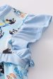 Blue character girl ruffle pants set Online Sale