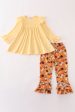 Beige velvet pumpkin girl ruffle pants set Fashion