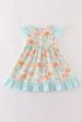 Blue pumpkin embroidery ruffle dress Hot on Sale