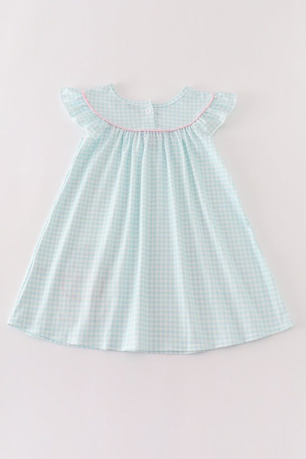 Blue pumpkin applique plaid dress Online now