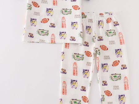 Purple geaux tiger boy pajamas set For Sale