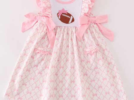 Pink bow football embroidery dress Online