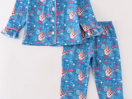 Blue music fan girl pajamas set Hot on Sale