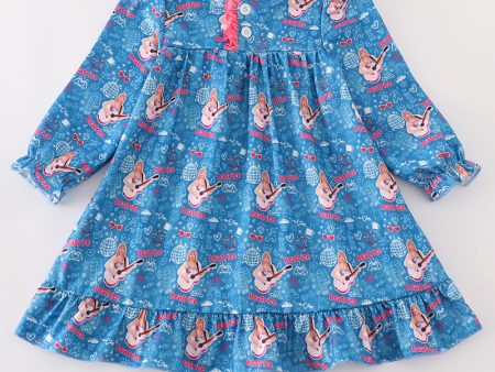 Blue music fan girl pajamas dress For Discount