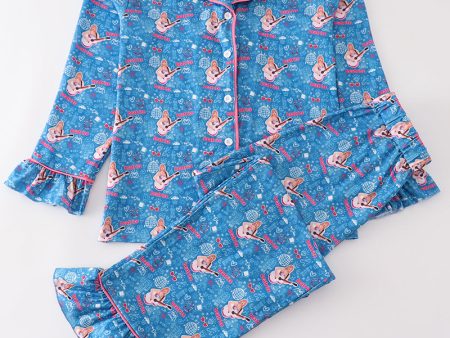 Blue music fan women pajamas set Online