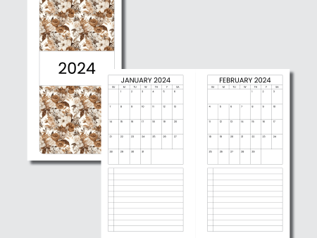 A5 Rings Size | 2024 Single Page Monthly + Lists Printable Insert Supply