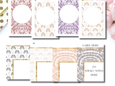 A5 Wide Rings Size | Boho Rainbow Covers + Sticky Note Dashboards Printable Hot on Sale