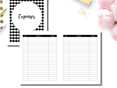 A5 Wide Rings Size | Basic Expense Tracker Printable Insert © Discount