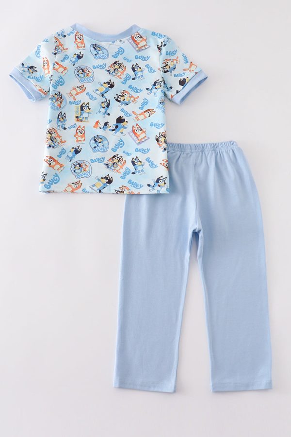 Blue character boy pants set For Cheap